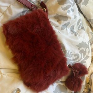 Maroon furry wristlet!!